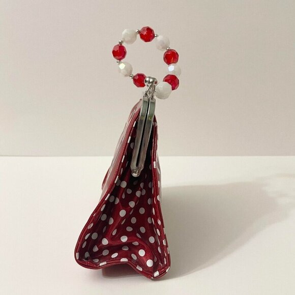 Disney Parks Minnie Mouse Purse Beaded Handle Heart Polka Dots Flaws - Picture 8 of 16